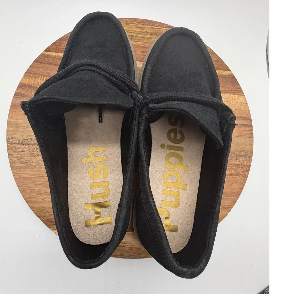 Hush Puppies Women Size 9 Black Suede Platform Creeper Wallabee Shoes 0610